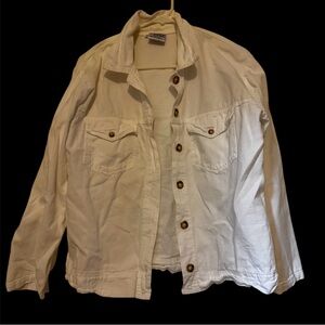 Women's White Cotton Denim Jacket